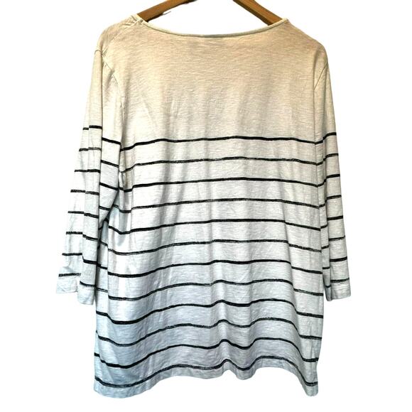 CHICO's Women's XL size 3 Weekends Striped 3/4 sleeve shirt top soft cotton EUC - Picture 2 of 5